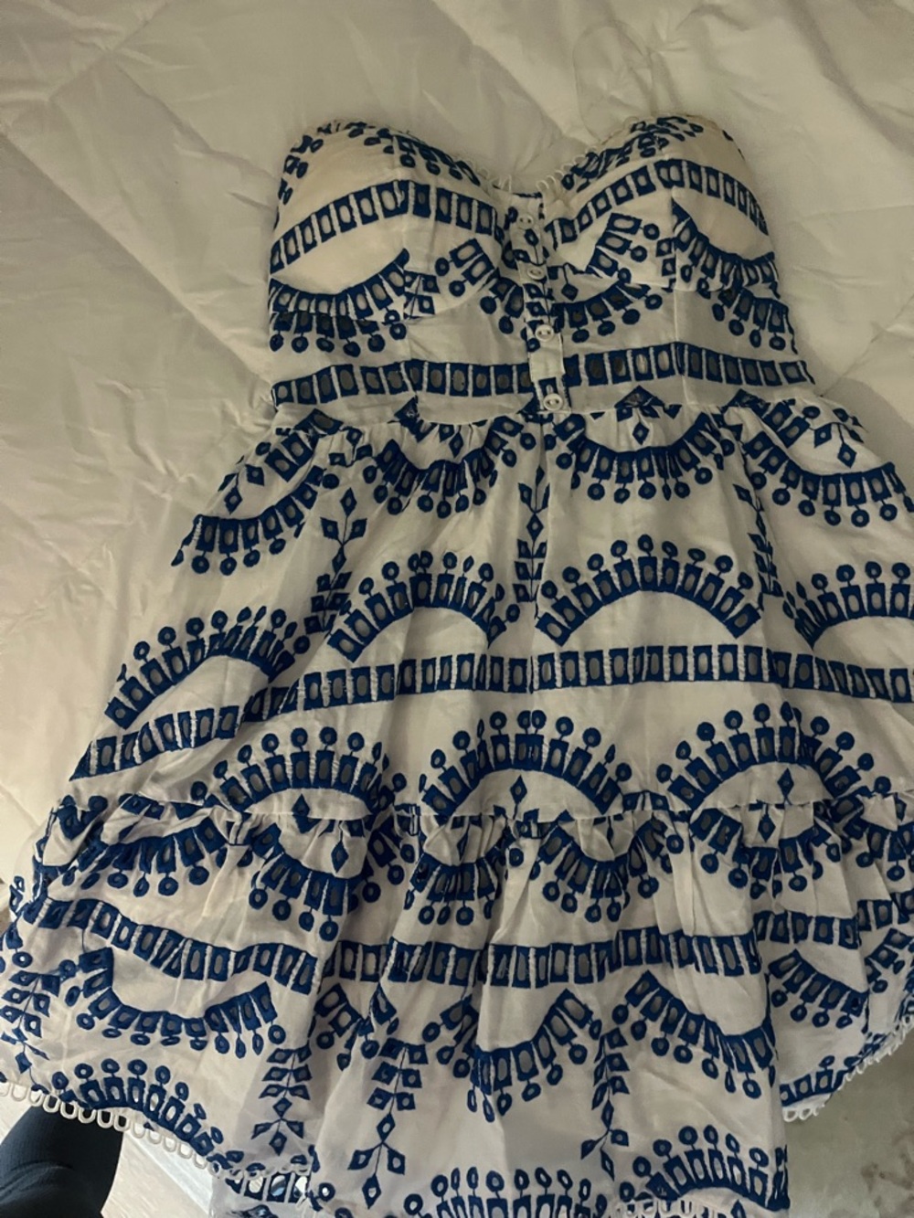 Blue & White Strapless Sundress from Old Town Boutique